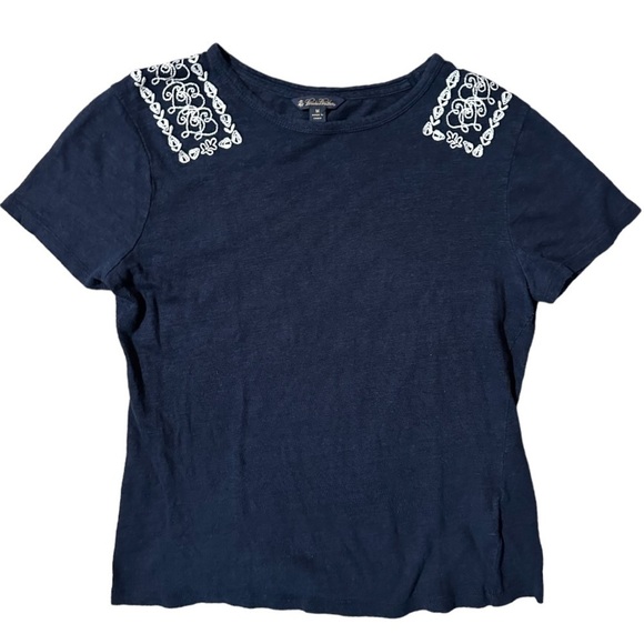 Brooks Brothers Navy Linen Embroidered Shirt Size Medium - Picture 1 of 5